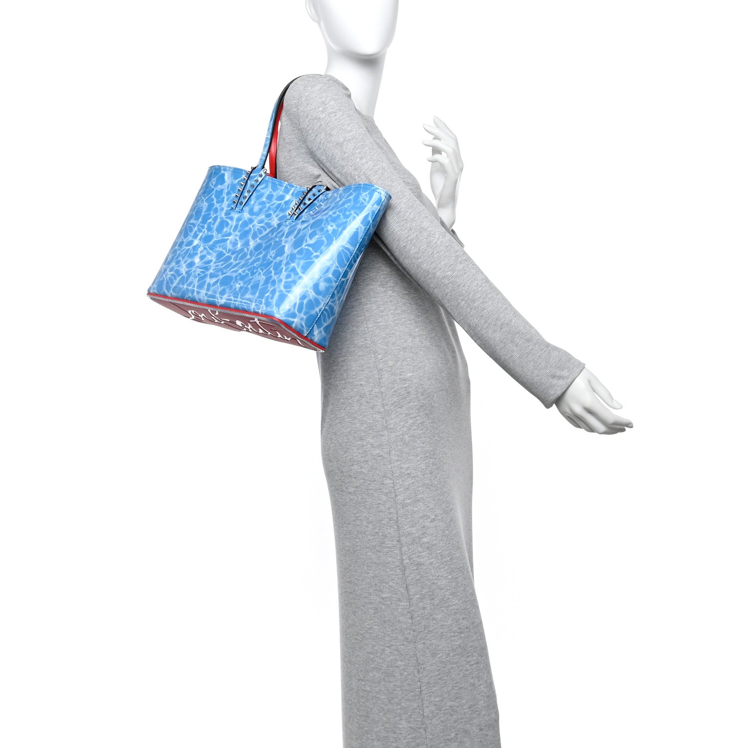 Christian Louboutin Patent Calfskin Splash Cabata Tote Blue 2 of 12
