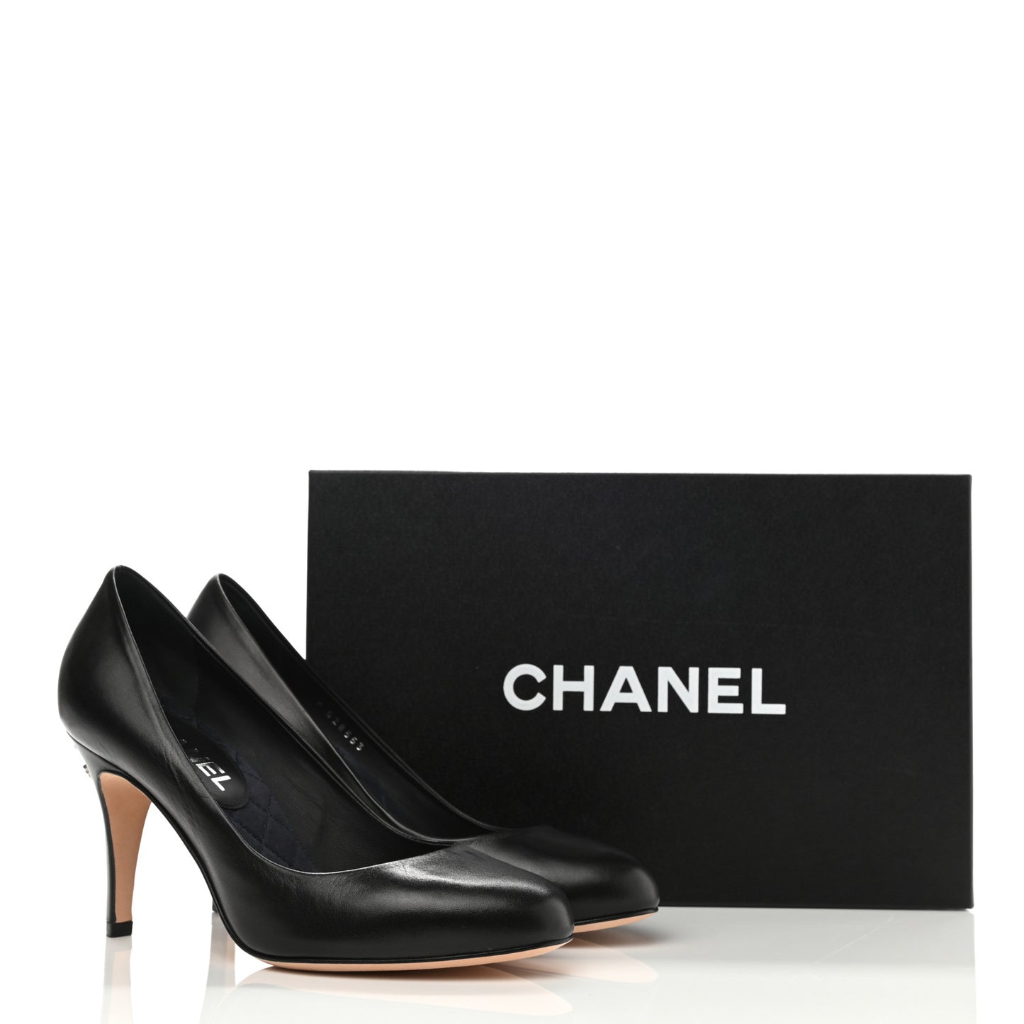 Lambskin Crystal CC Pumps 37 Black