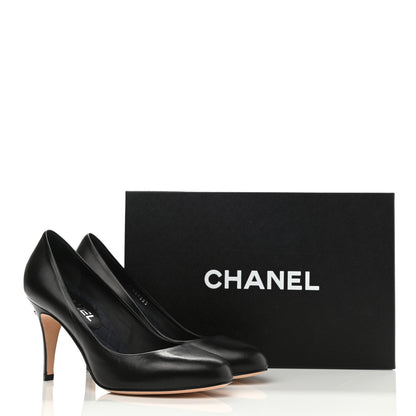 Chanel Lambskin Crystal CC Pumps 37 Black 10 of 10