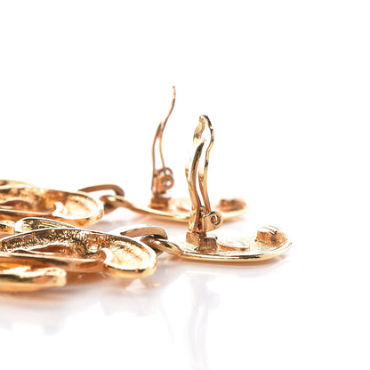 Chanel CC Large Drop Clip On Earrings Gold 3 of 4