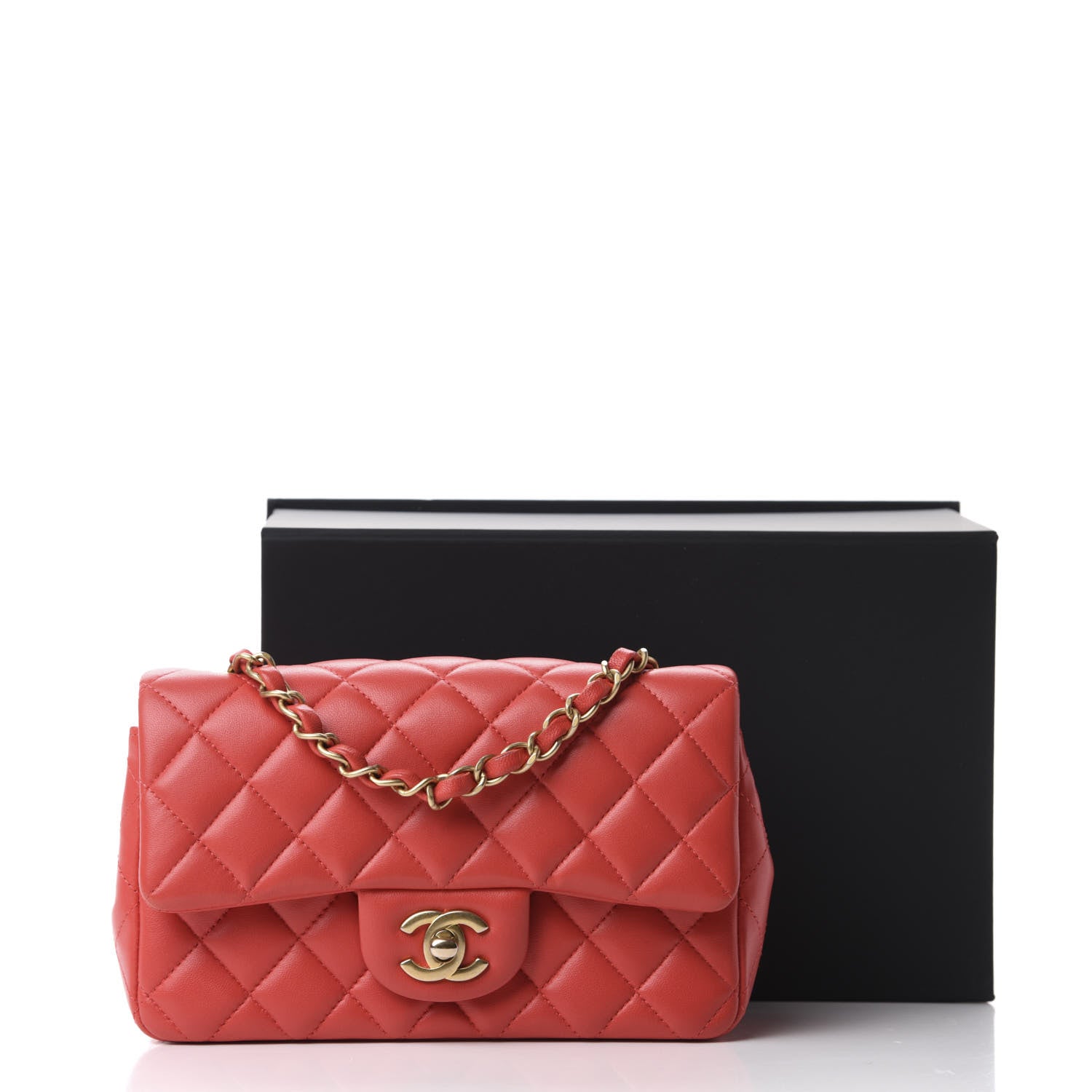Chanel Lambskin Quilted Mini Rectangular Flap Red 12 of 12