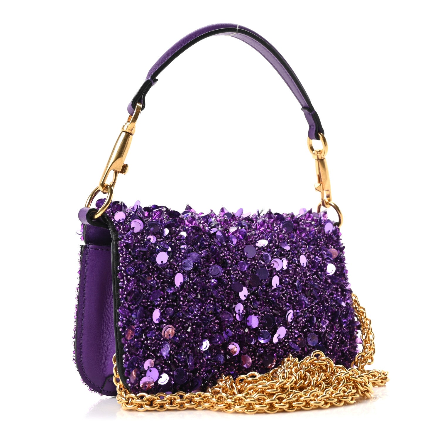 Valentino Garavani Sequin Crystal Vlogo Embroidered Small Loco