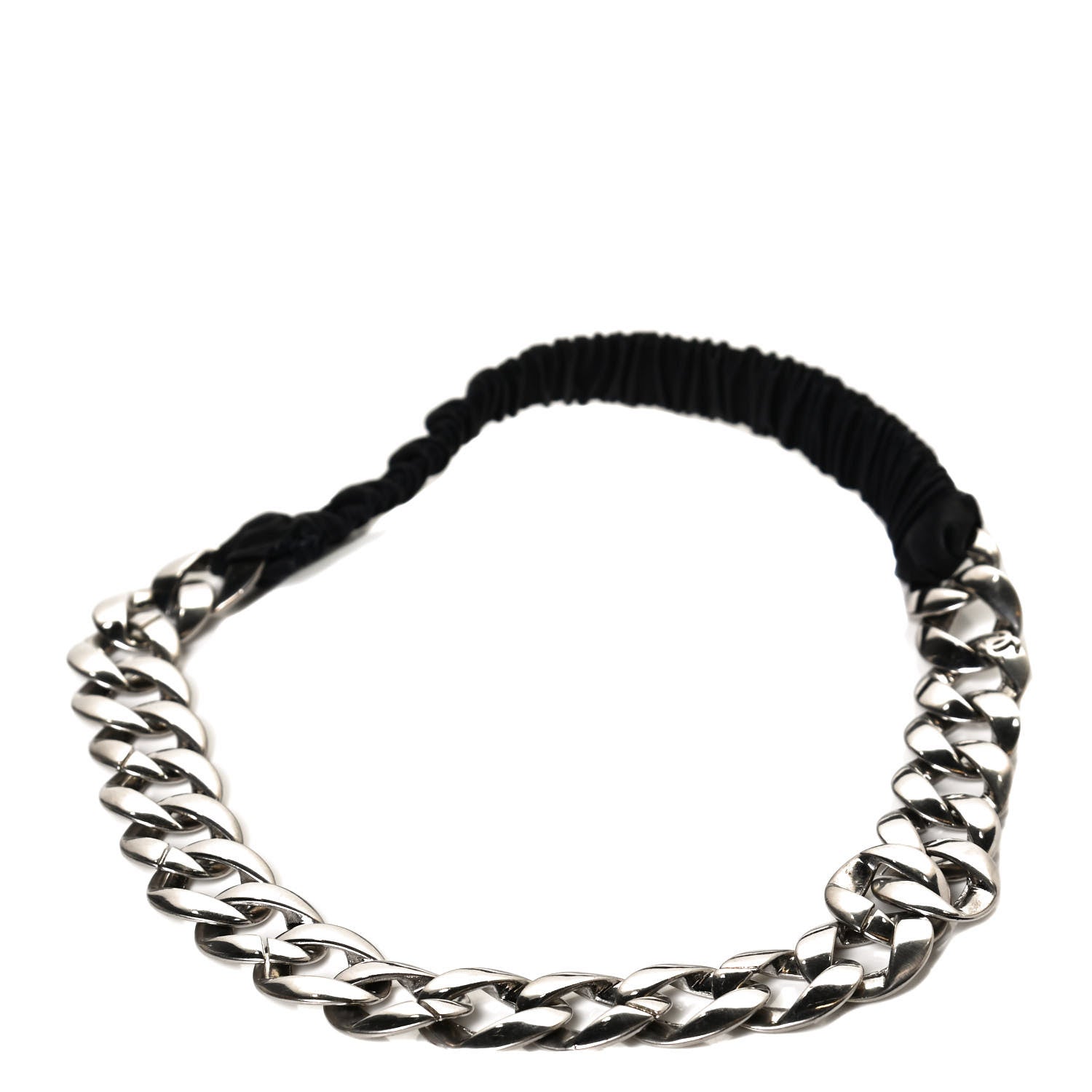 Chanel Canvas Chain CC Headband Black Silver 1 of 5