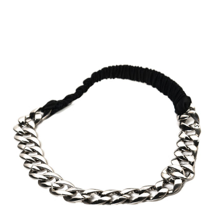 Chanel Canvas Chain CC Headband Black Silver 1 of 5