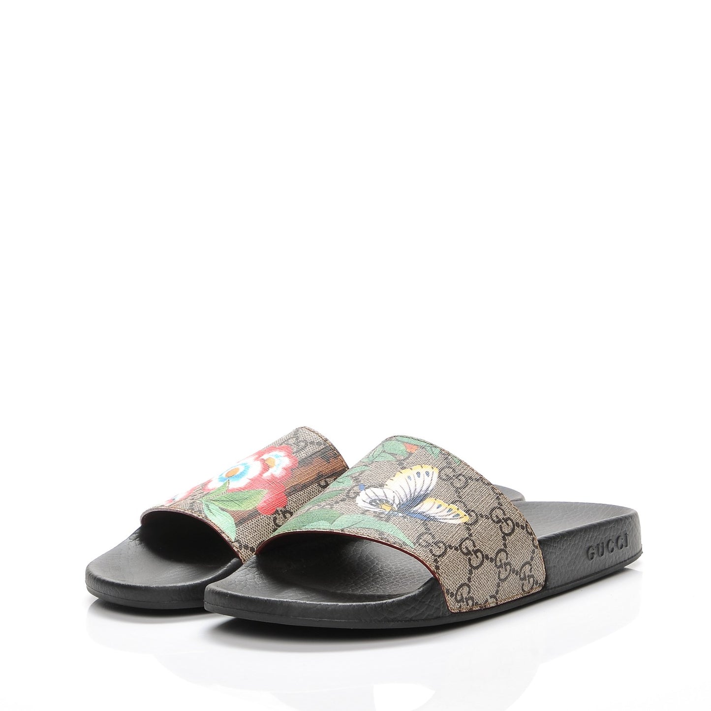 GG Supreme Monogram Tian Womens Slide Sandals 38 Beige Multicolor
