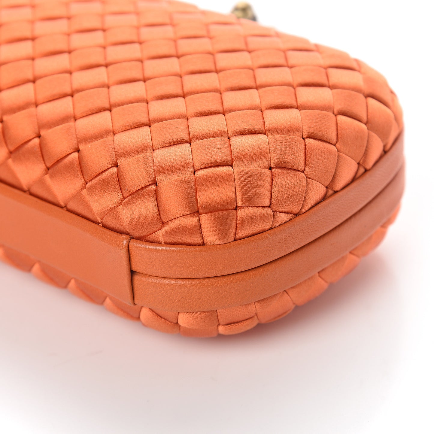 Satin Intreccio Knot Clutch Orange