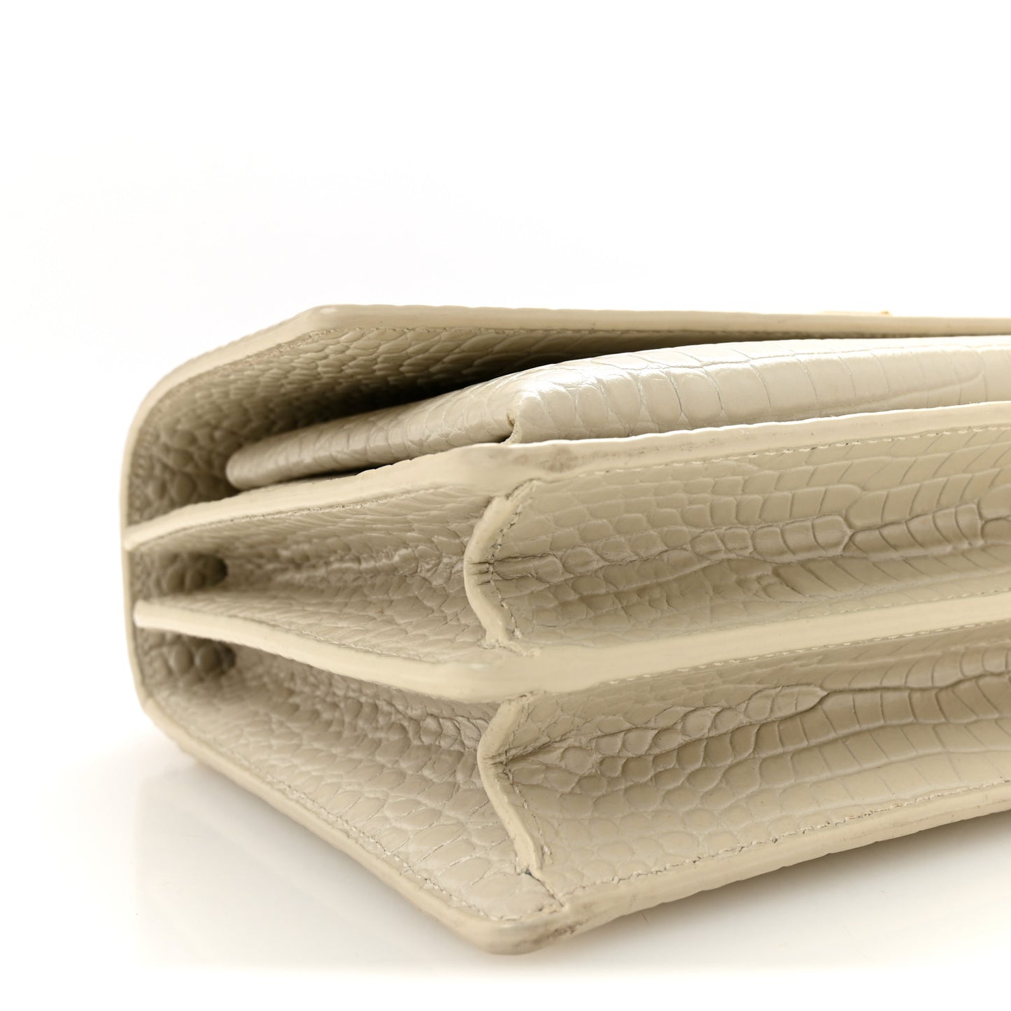 Calfskin Crocodile Embossed Medium Monogram Crema Soft