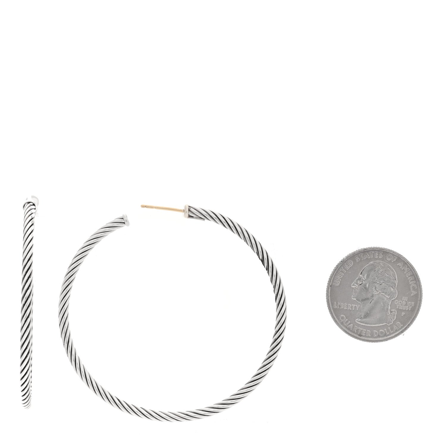 David Yurman Sterling Silver Large Cable Classics Hoop Earrings 2 of 4