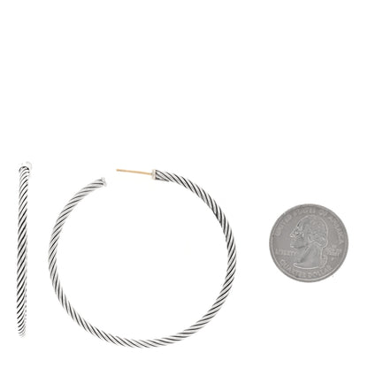 David Yurman Sterling Silver Large Cable Classics Hoop Earrings 2 of 4