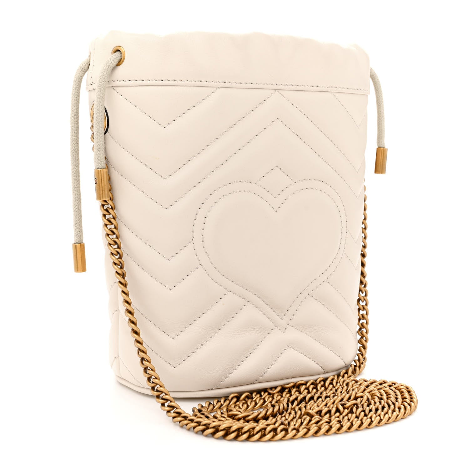 Gucci Calfskin Matelasse Mini GG Marmont 2.0 Bucket Bag White 3 of 11