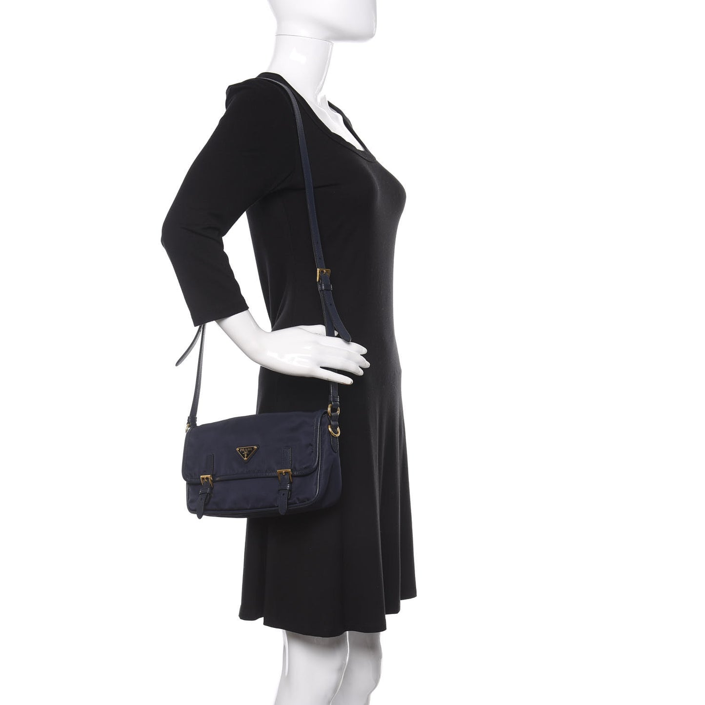 Tessuto Nylon Saffiano Small Messenger Bag Blue