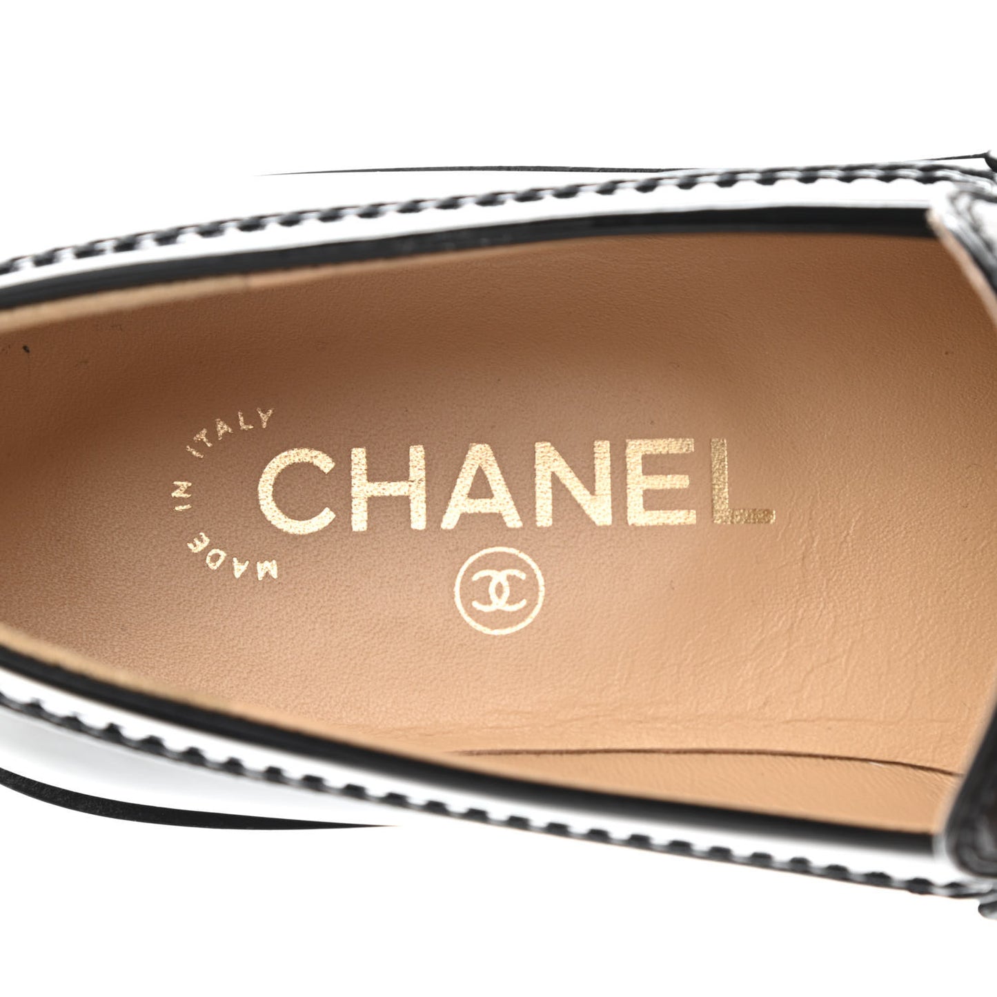 Shiny Calfskin Logo Loafers 38 Black
