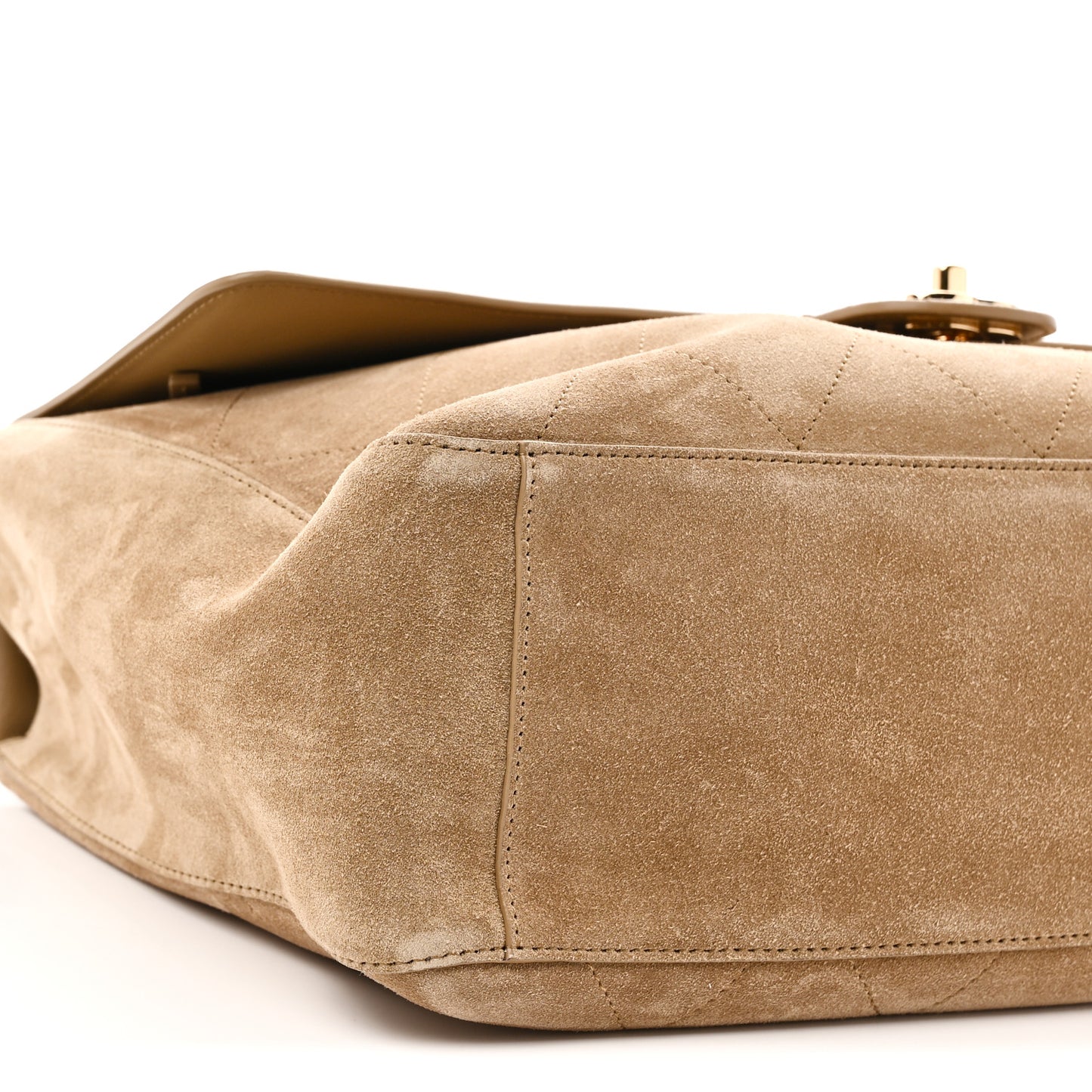 Suede Calfskin Souplissimo Maxi Flap Dark Beige