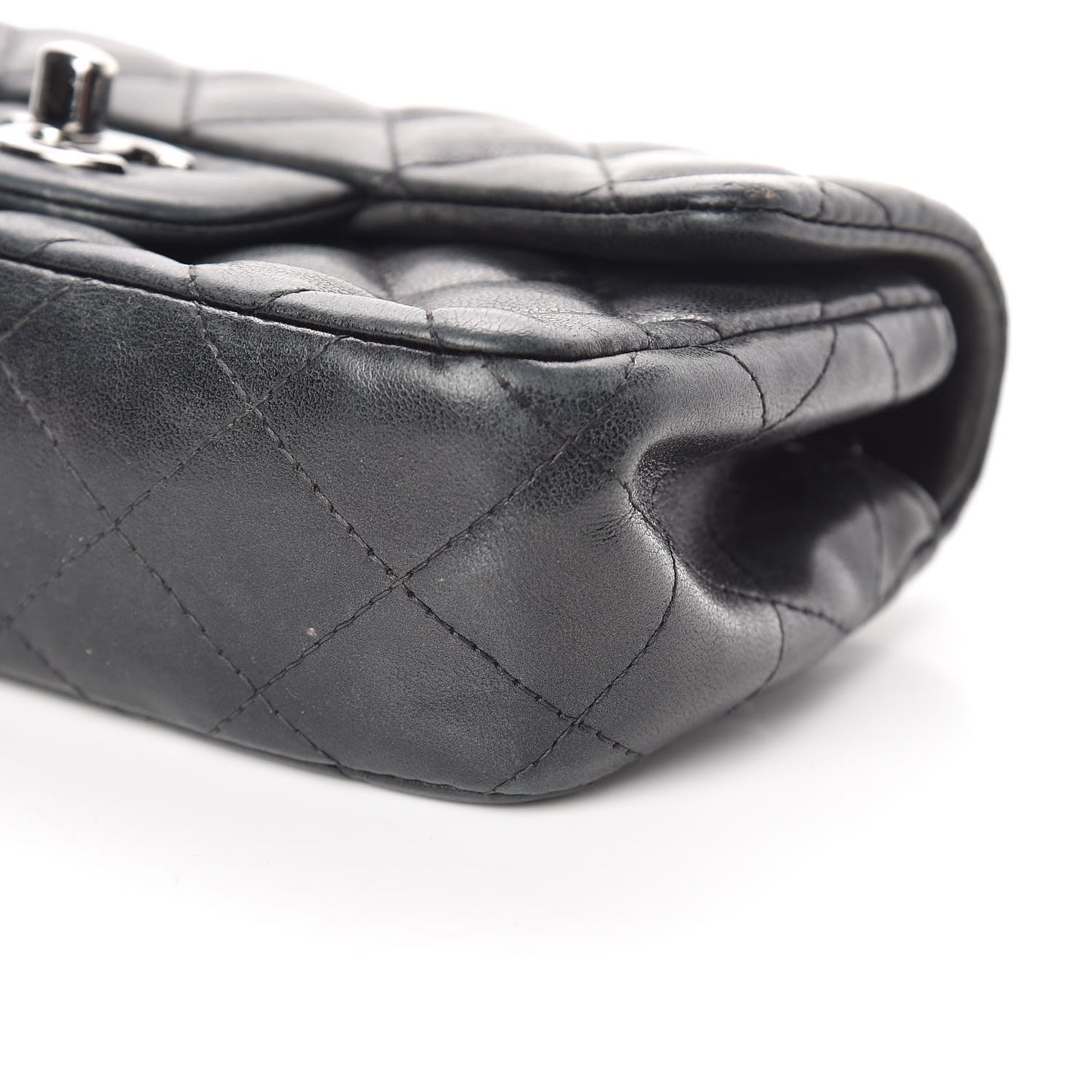 Lambskin Quilted Extra Mini Rectangular Flap Black