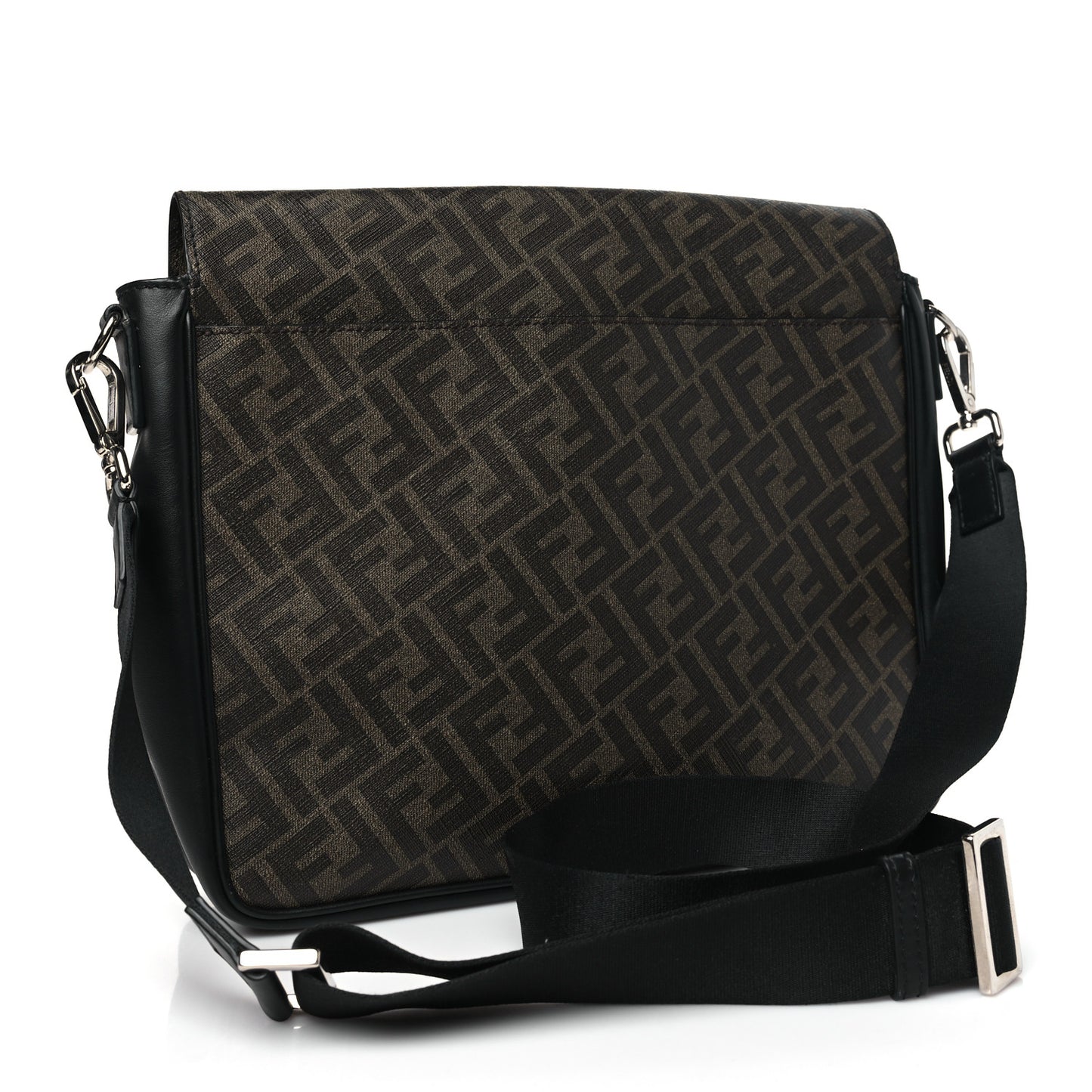 Glazed Fabric Vitello Liberty FF 1974 Diagonal New Messenger Flap Tobacco Moresco Black