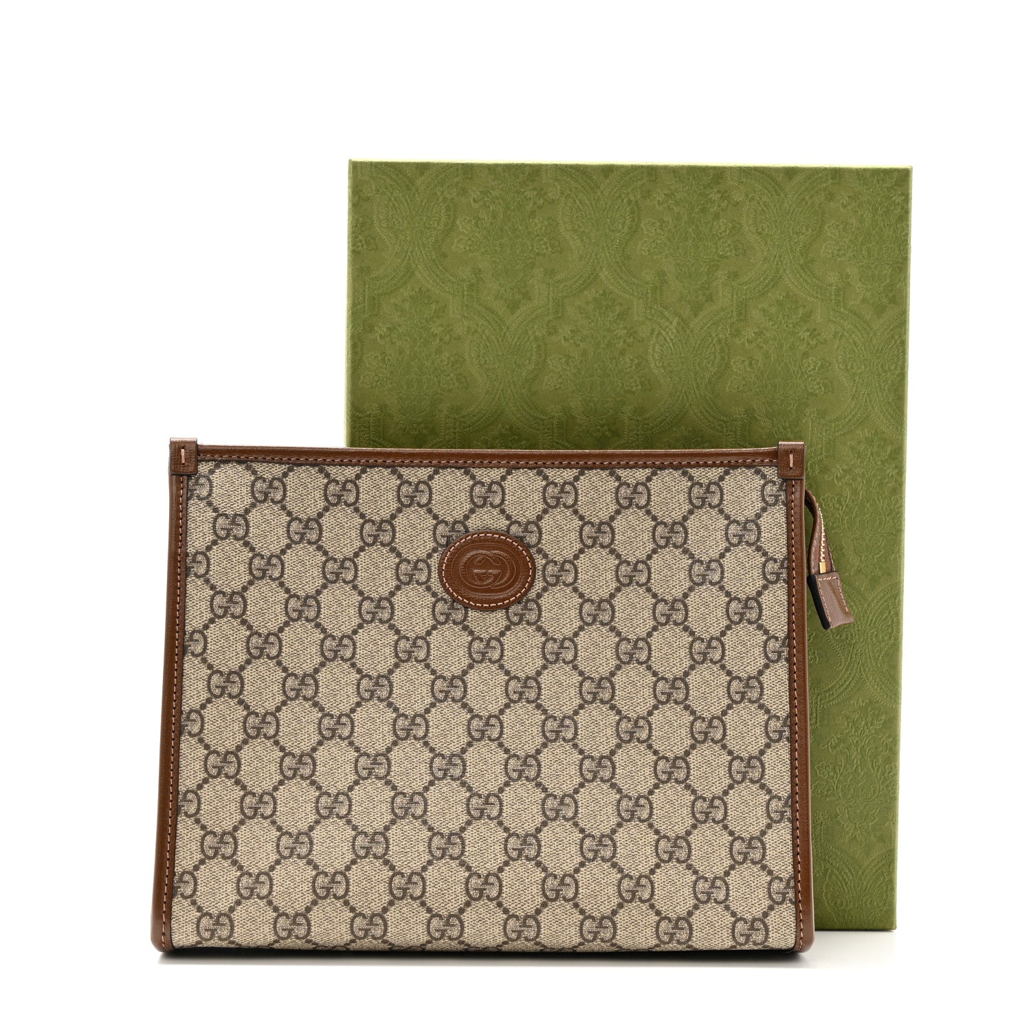 Gucci GG Supreme Monogram Azalea Calfskin Retro Interlocking G Beauty Case Beige Ebony Brown Sugar 8 of 8