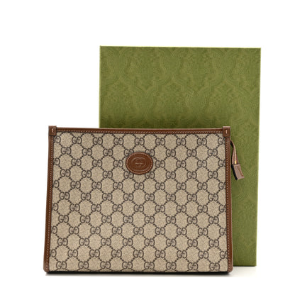 Gucci GG Supreme Monogram Azalea Calfskin Retro Interlocking G Beauty Case Beige Ebony Brown Sugar 8 of 8