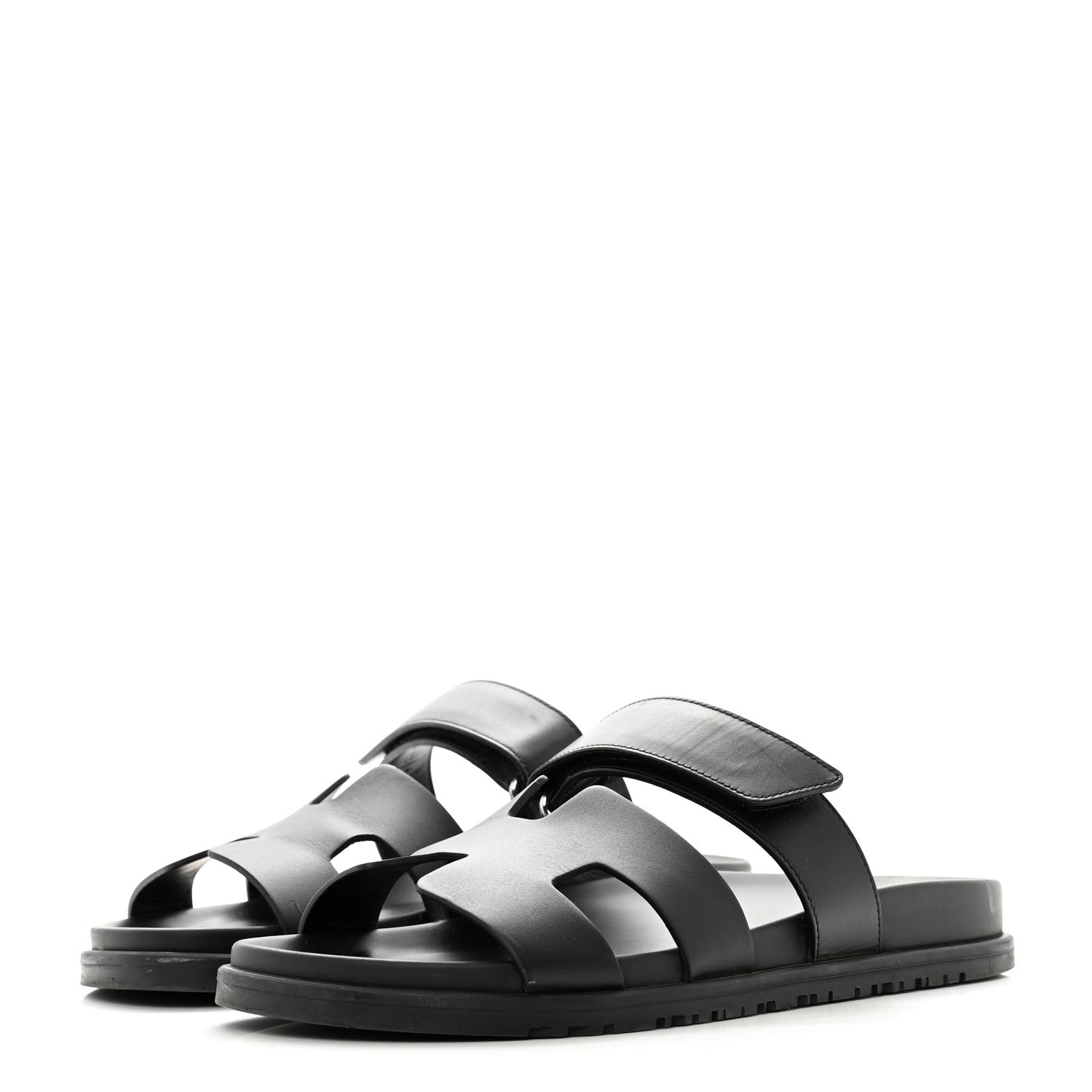 Hermes Calfskin Womens Chypre Sandals 40.5 Black 3 of 9