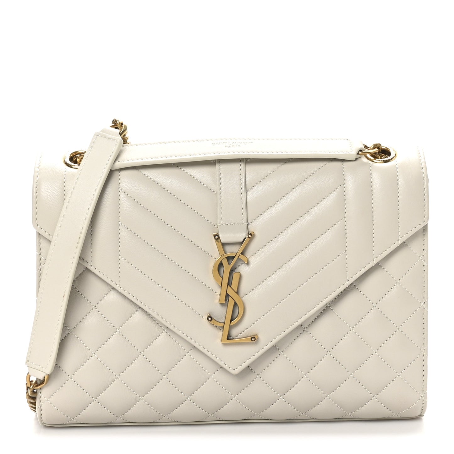 Lambskin Mixed Matelasse Triquilt Medium Monogram Satchel Crema Soft