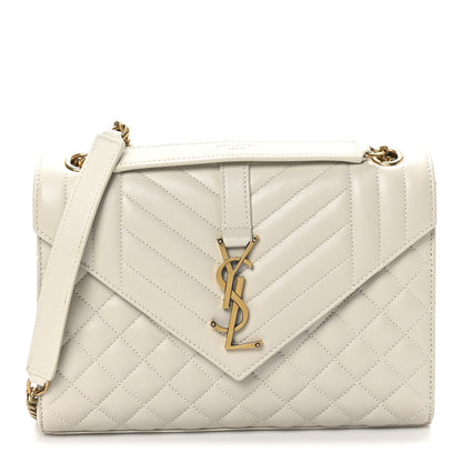 Saint Laurent Lambskin Mixed Matelasse Triquilt Medium Monogram Satchel Crema Soft 1 of 10