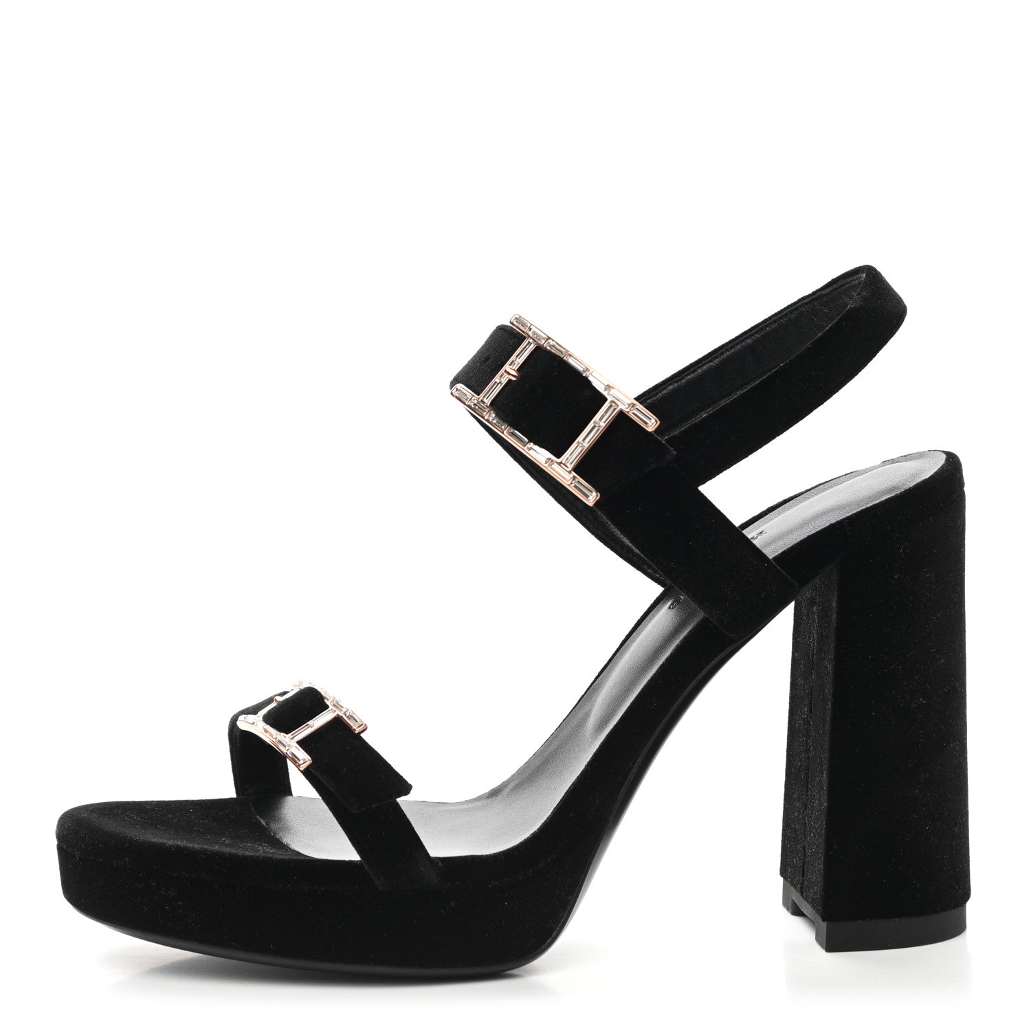 Hermes Velours Bossa Sandals 38 Black 1 of 11