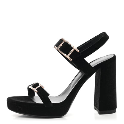 Hermes Velours Bossa Sandals 38 Black 1 of 11
