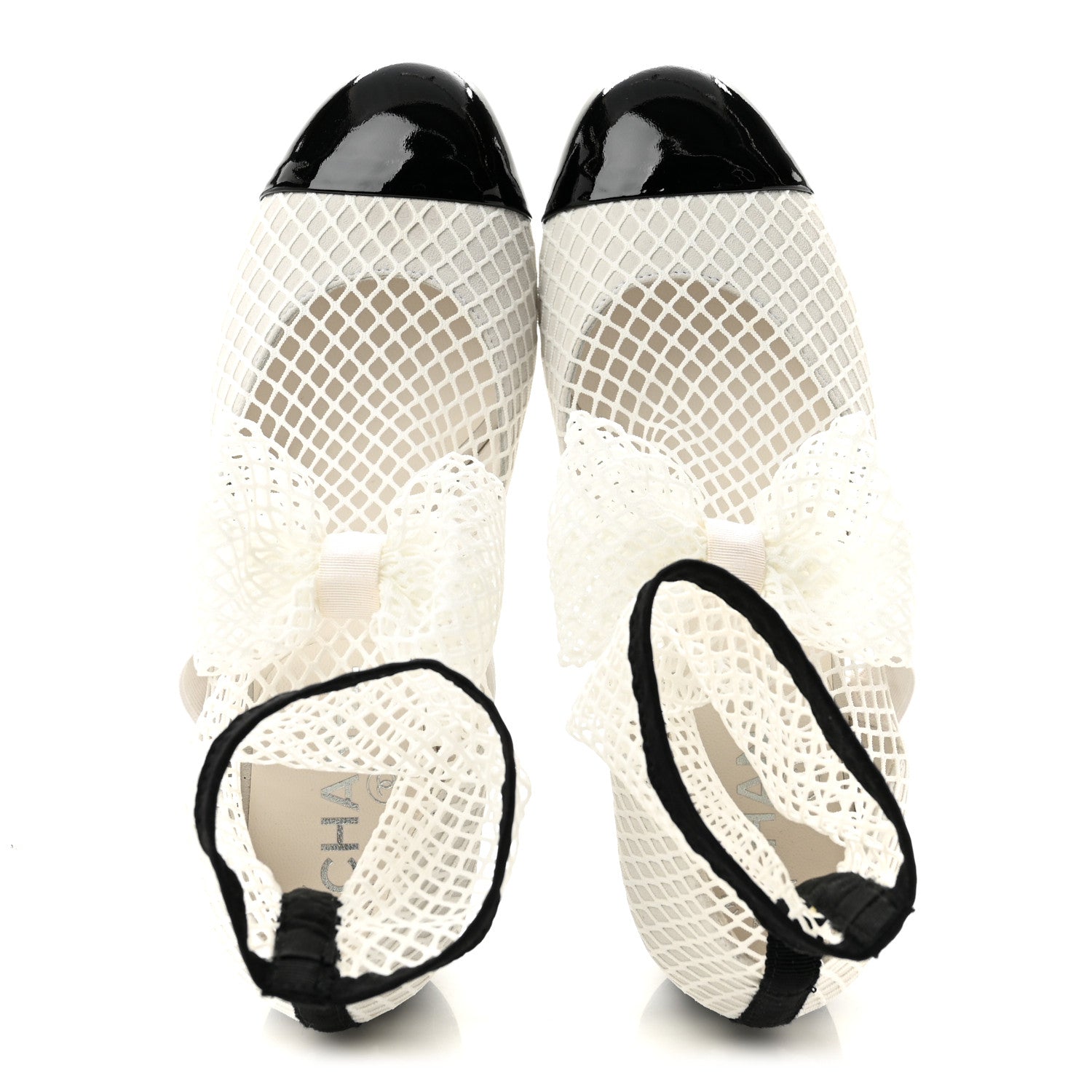 Chanel Mesh Kid Suede Patent Mary Jane Short Boots 37.5 White Black 2 of 9