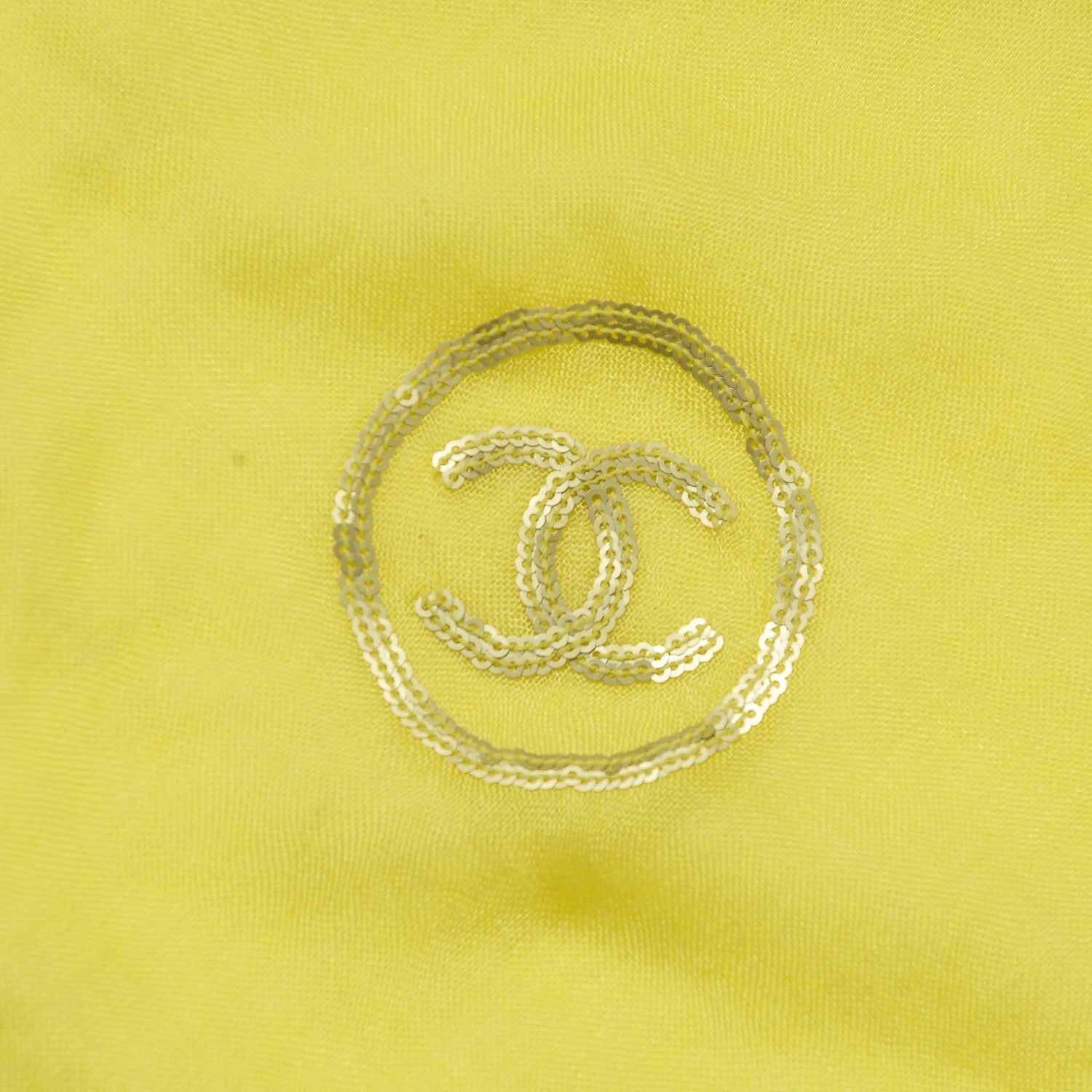 Chanel Modal Cashmere Sequins CC Scarf Yellow 8 of 9