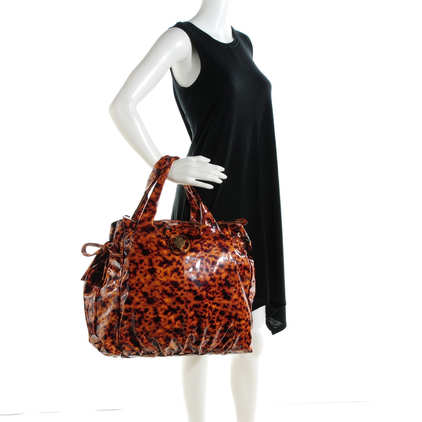 Patent Tortoise Shell Monogram Large Hysteria Tote