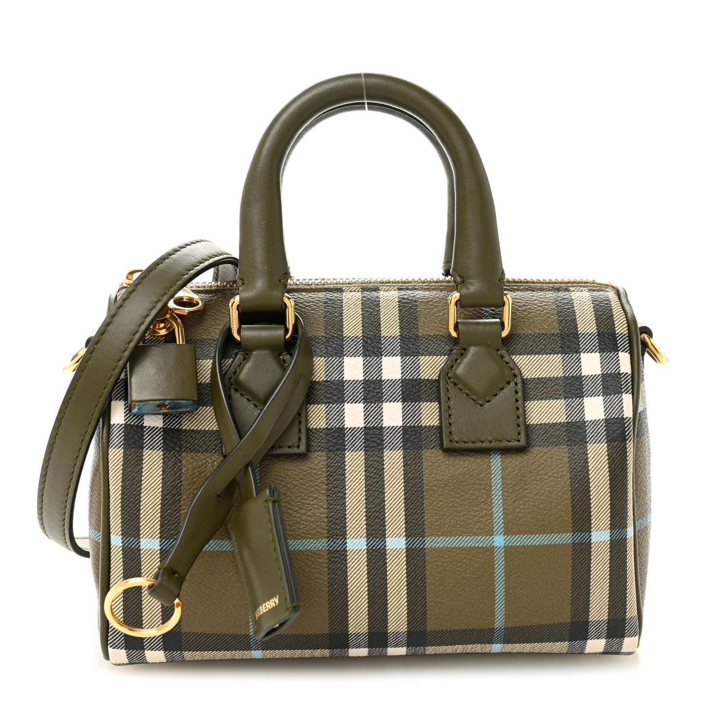 Vintage Check Mini Bowling Bag Olive Green