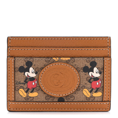 Gucci X DISNEY Mini Vintage GG Supreme Monogram Mickey Mouse Card Holder Beige Vintage Sun Oil 1 of 7