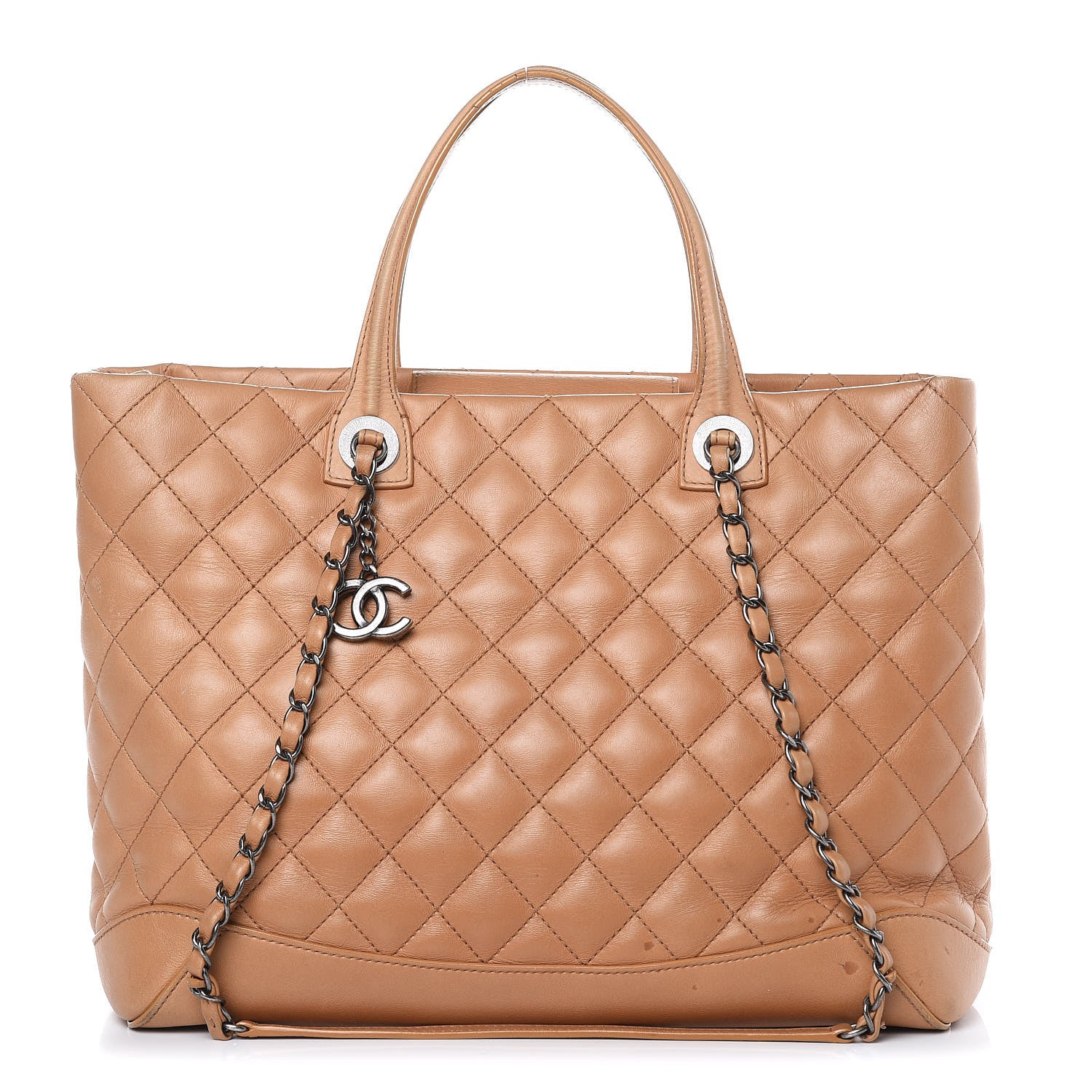 Chanel Calfskin Quilted Large Easy Shopping Tote Dark Beige 1 of 23