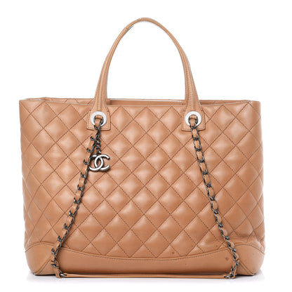 Chanel Calfskin Quilted Large Easy Shopping Tote Dark Beige 1 of 23