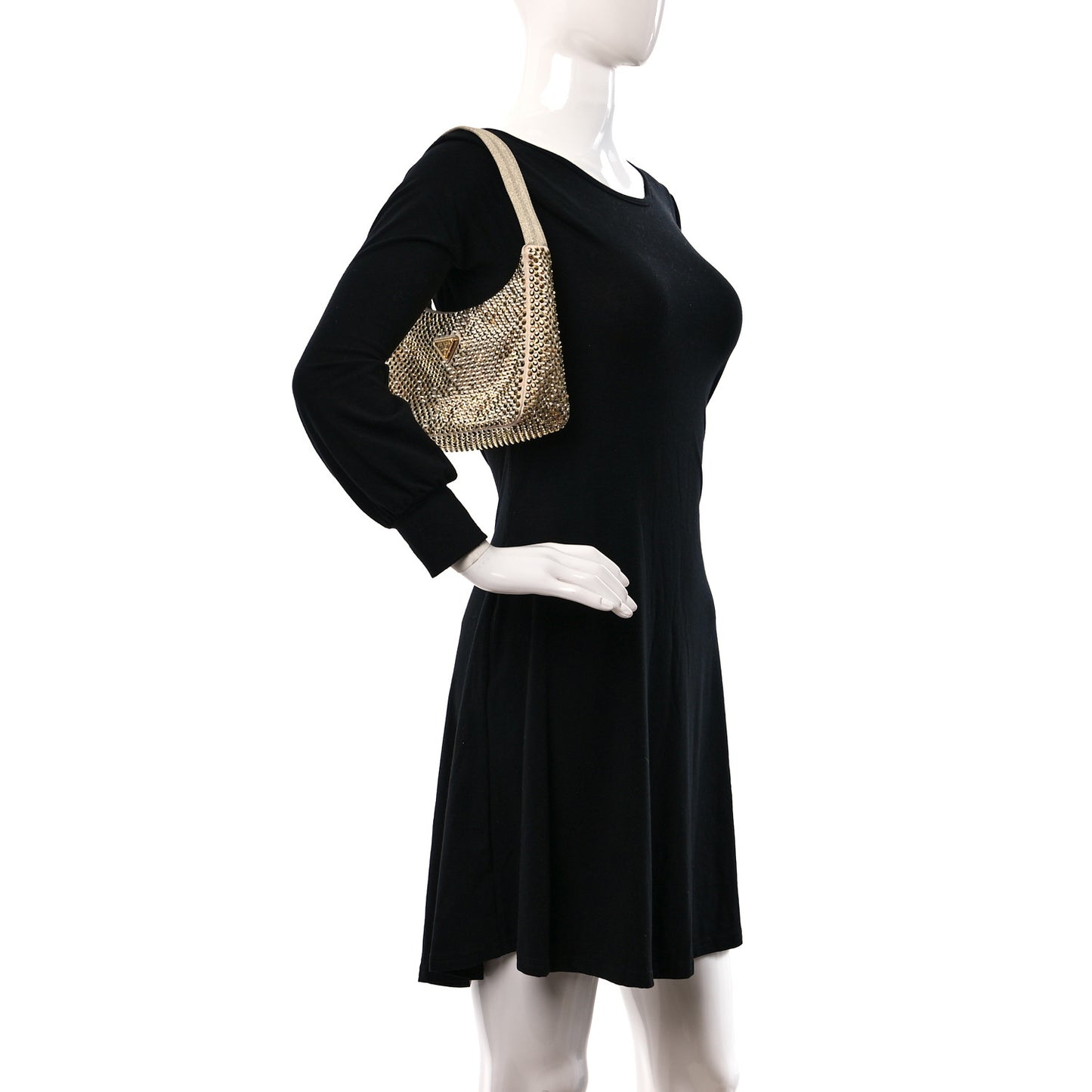 Satin Crystal Mini Re-Edition 2000 Bag Platino