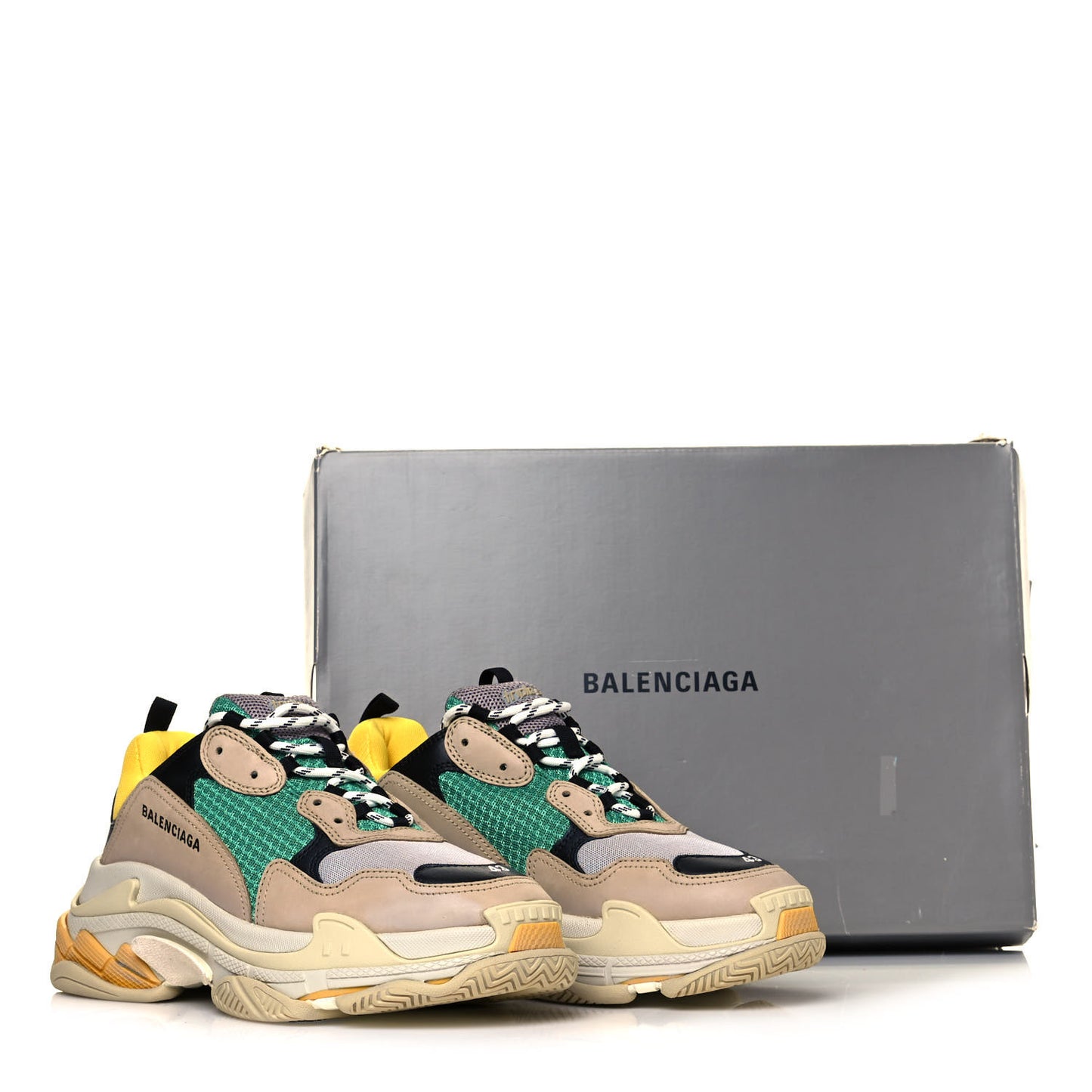 Fabric Mesh Mens Triple S Sneakers 43 Jaune Beige Vert Black Gris