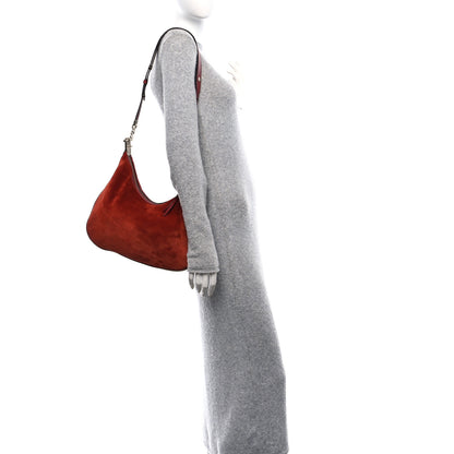 Gucci Suede Web Large Attache Shoulder Bag Red 3 of 9