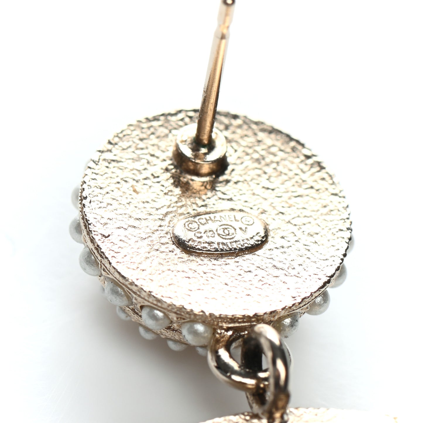 Pearl CC Drop Earrings Light Gold