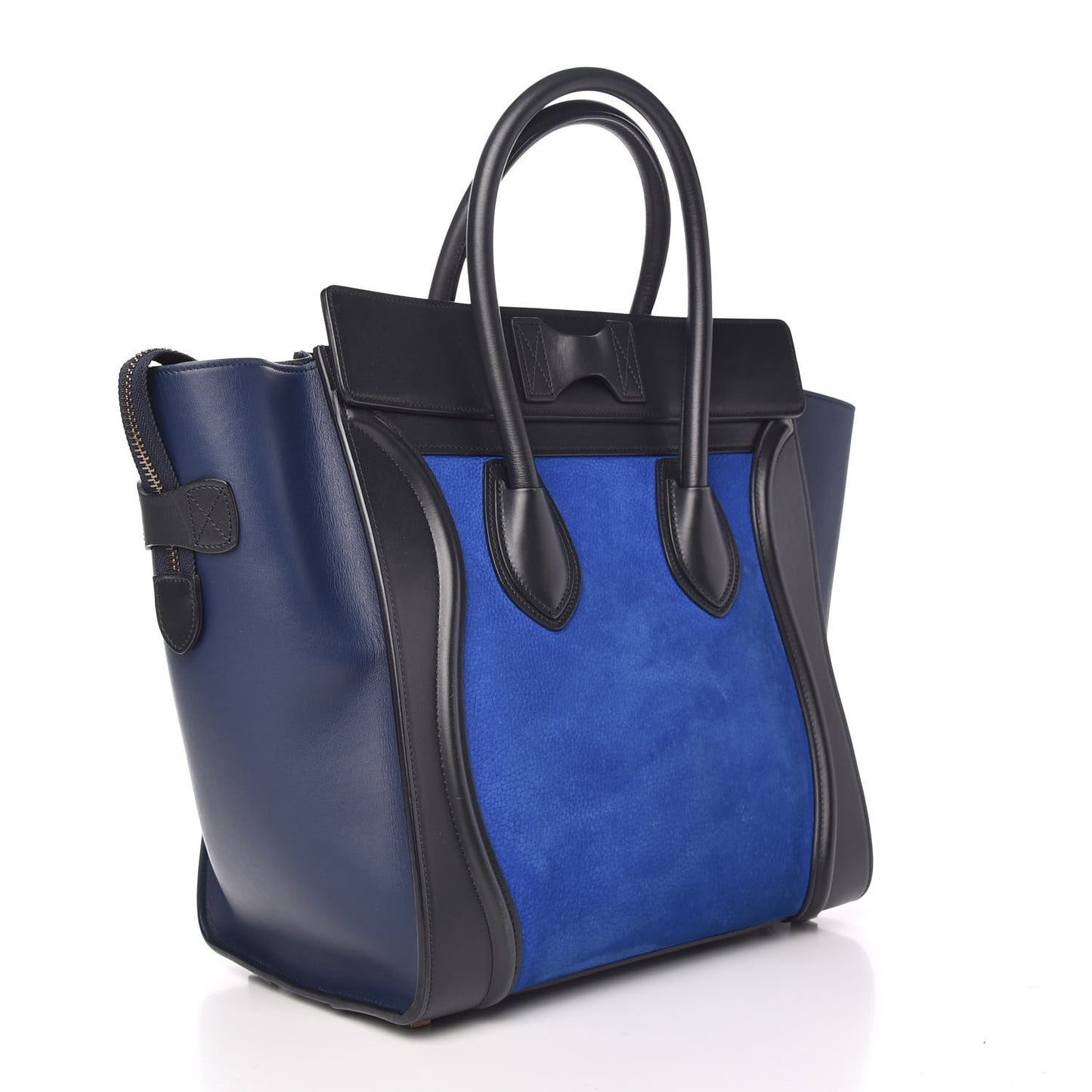 Nubuck Smooth Calfskin Mini Tri-Color Luggage Bright Blue