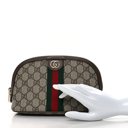 Gucci GG Supreme Monogram Textured Calfskin Web Large Ophidia Cosmetic Case Beige Ebony New Acero 2 of 10
