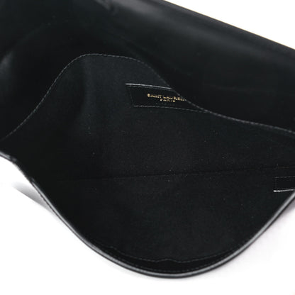 Saint Laurent Smooth Shiny Calfskin Monogram Uptown Pouch Black 6 of 12