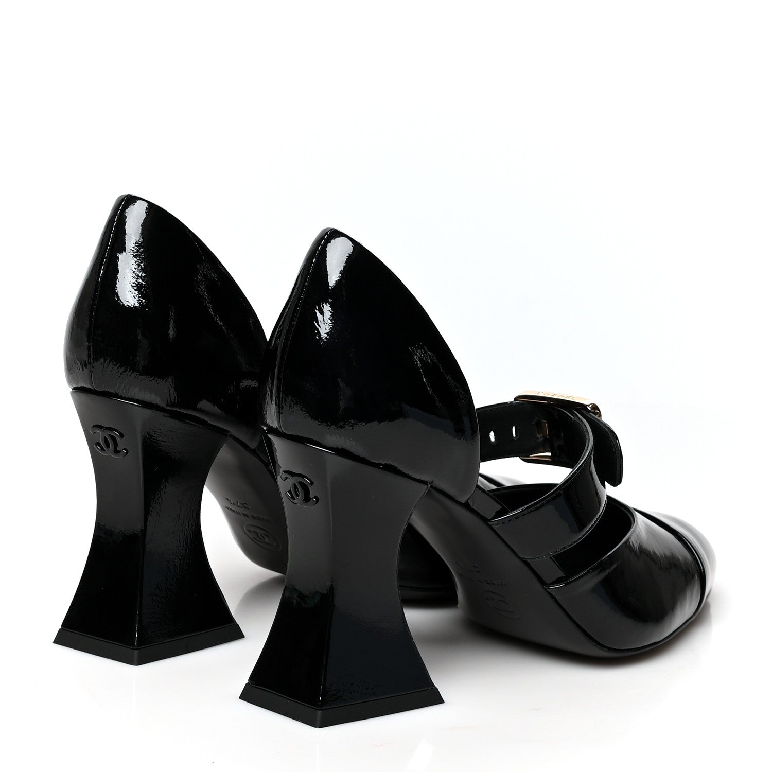 Chanel Patent Goatskin Cap Toe Open Shoes 37.5 Black 4 of 7