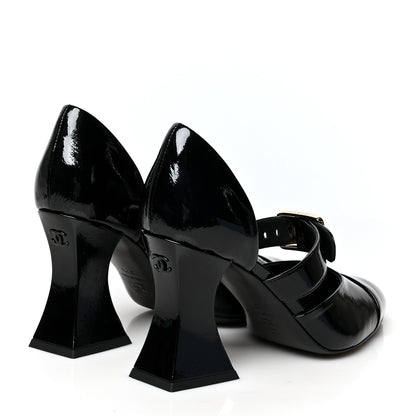 Chanel Patent Goatskin Cap Toe Open Shoes 37.5 Black 4 of 7