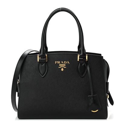 Prada Saffiano Soft Calfskin Double Handle Satchel Black 1 of 10