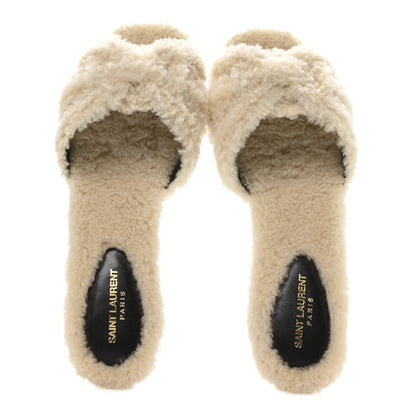 Saint Laurent Shearling Tribute 05mm Sandals 36.5 Naturale 2 of 9