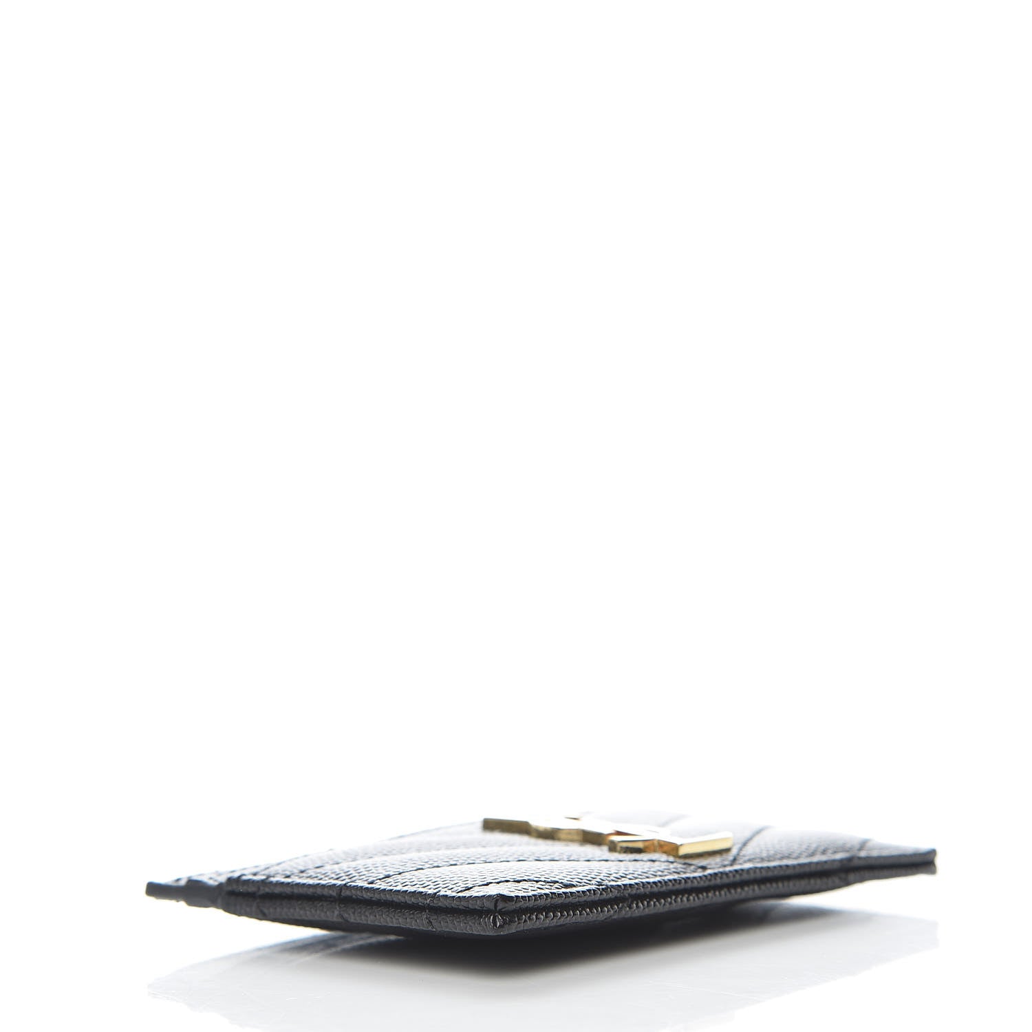 Saint Laurent Grain De Poudre Matelasse Chevron Monogram Credit Card Case Black 4 of 9
