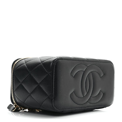 Chanel Lambskin Quilted Metal Small Top Handle Vanity Case With Chain Black 3 of 8