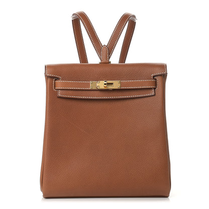 Hermes Natural Barenia Faubourg Kelly Ado Backpack Fauve 1 of 11