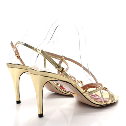 Gucci Metallic Nappa Victoria Strappy Horsebit Sandals 40 Gold 4 of 7
