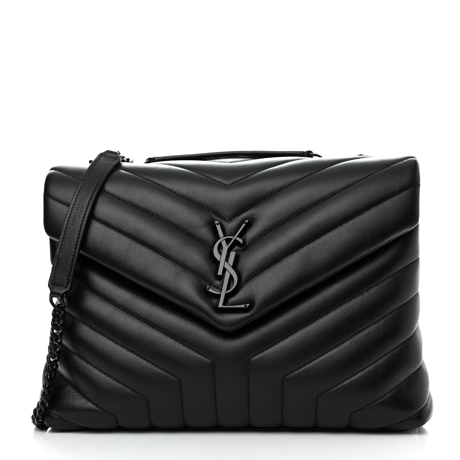 Saint Laurent Calfskin Y Quilted Monogram Monochrome Medium Loulou Chain Satchel Black 1 of 9