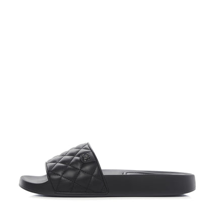 Chanel Lambskin Quilted CC Mules Sandals 39 Black 1 of 9